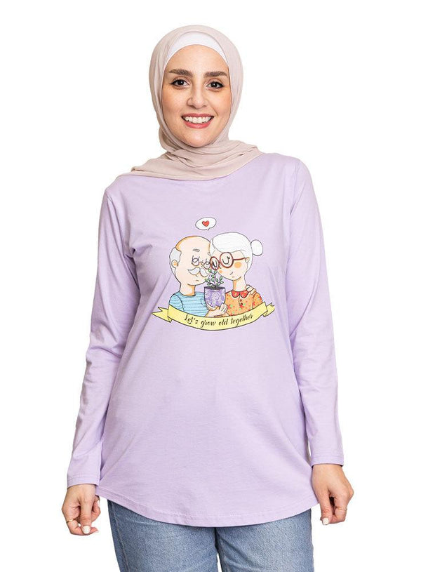 Lilac Printed Long - Sleeve Design 40 - Khotwh